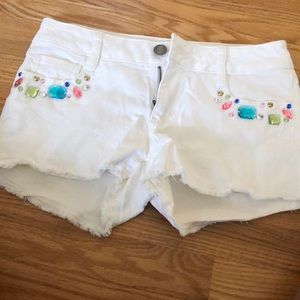 White Bedazzled Shorts